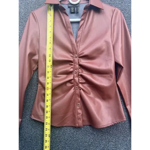 House Of Harlow 1960 Vegan‎ Leather Jacket Size XS Cinnamon - Picture 5 of 8